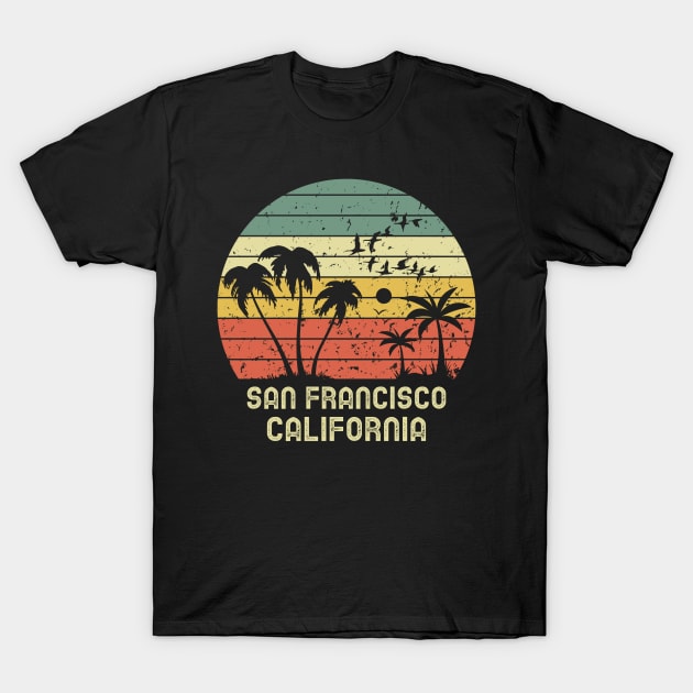 San Francisco California Retro Vintage Sunset Aesthetic T-Shirt by Inspire Enclave